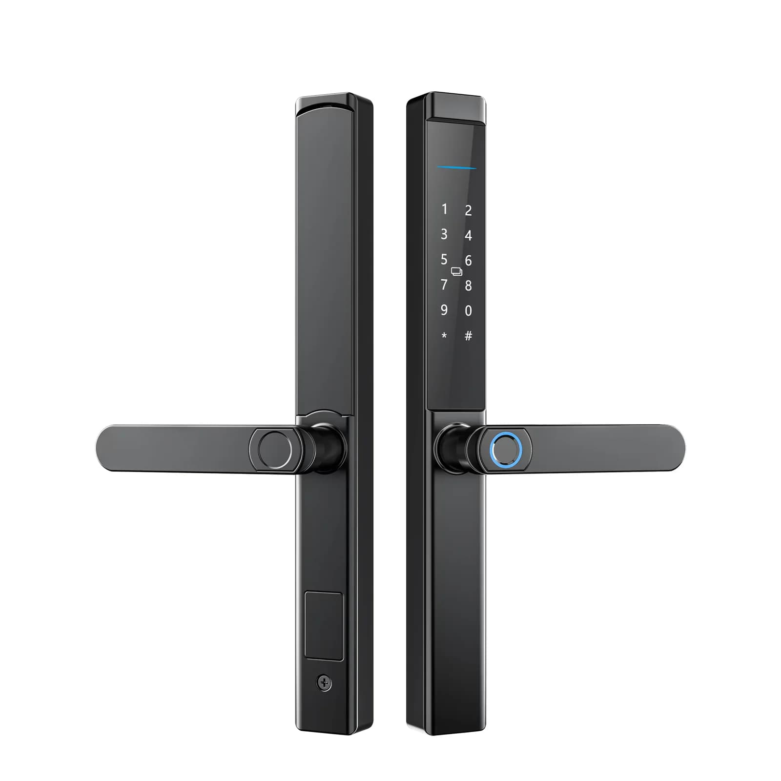 YN-DL-H005-X2 smart handle lock front and rear panels in black