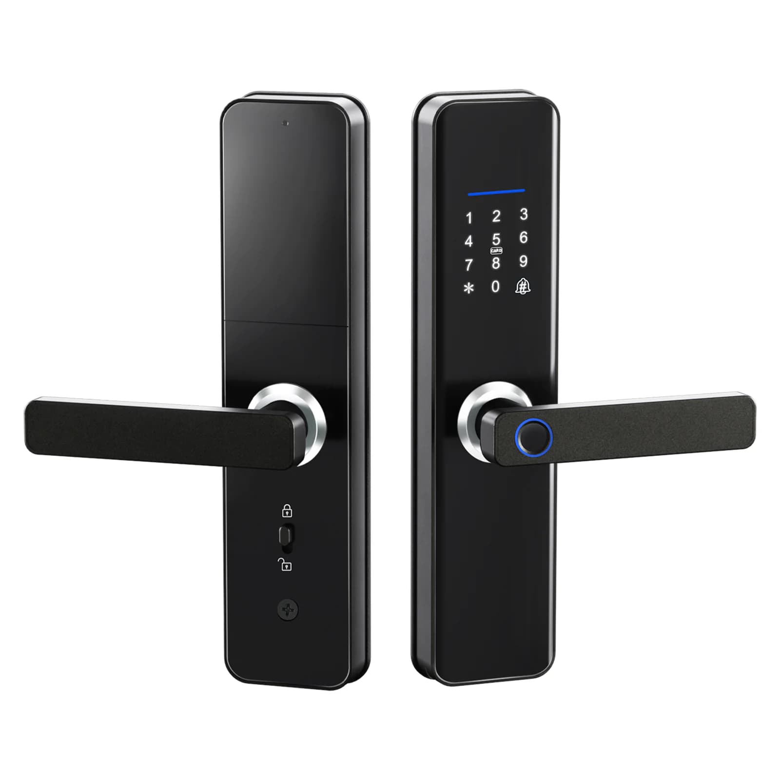 YN-ID-N008 anti-tamper fingerprint smart door lock front and rear panels