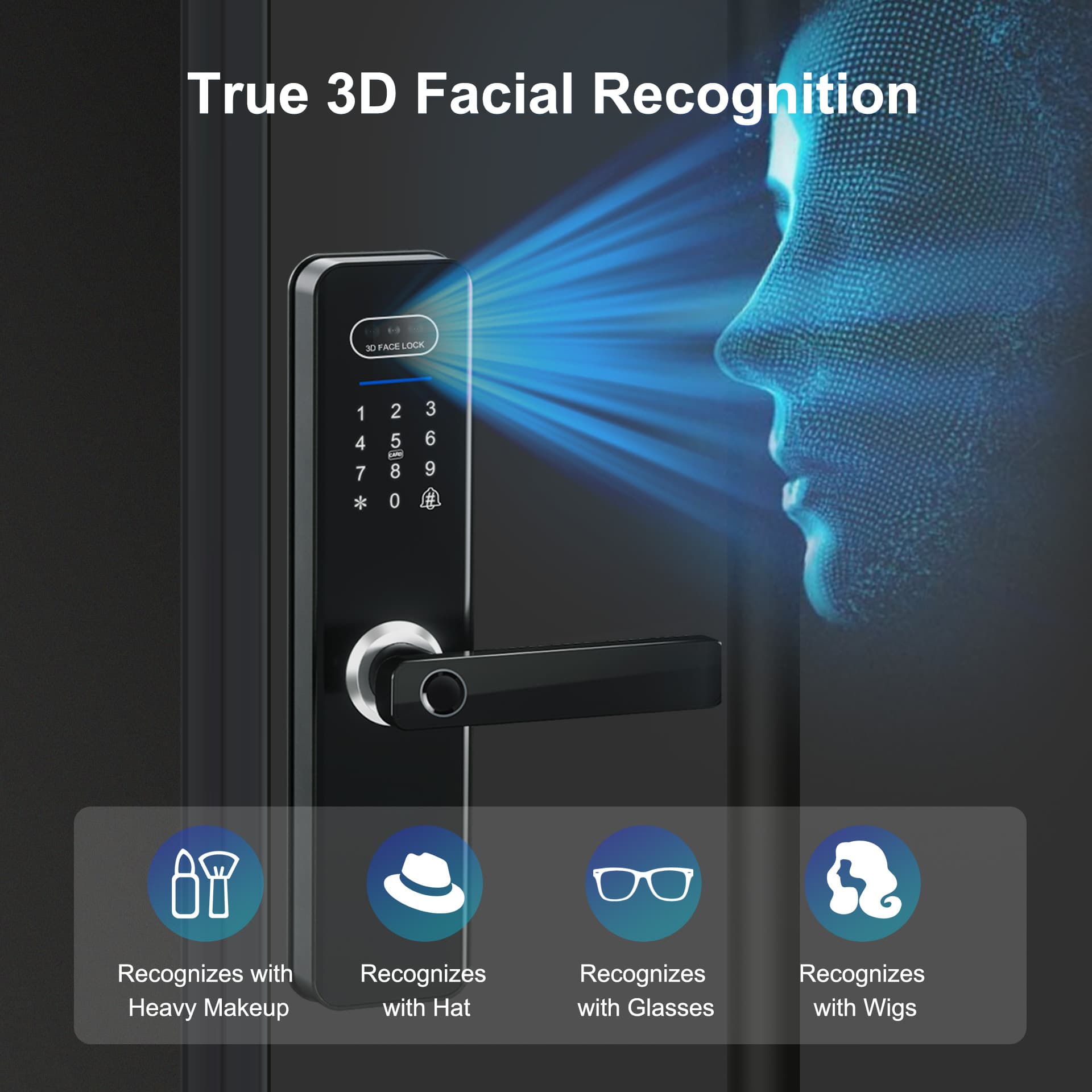 YN-ID-N010-F Tuya Face Recognition Smart Door Lock product photo 1
