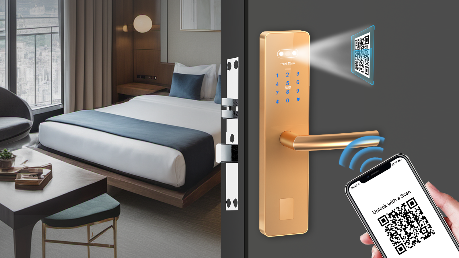 QR / PIN access workflow smart lock application image