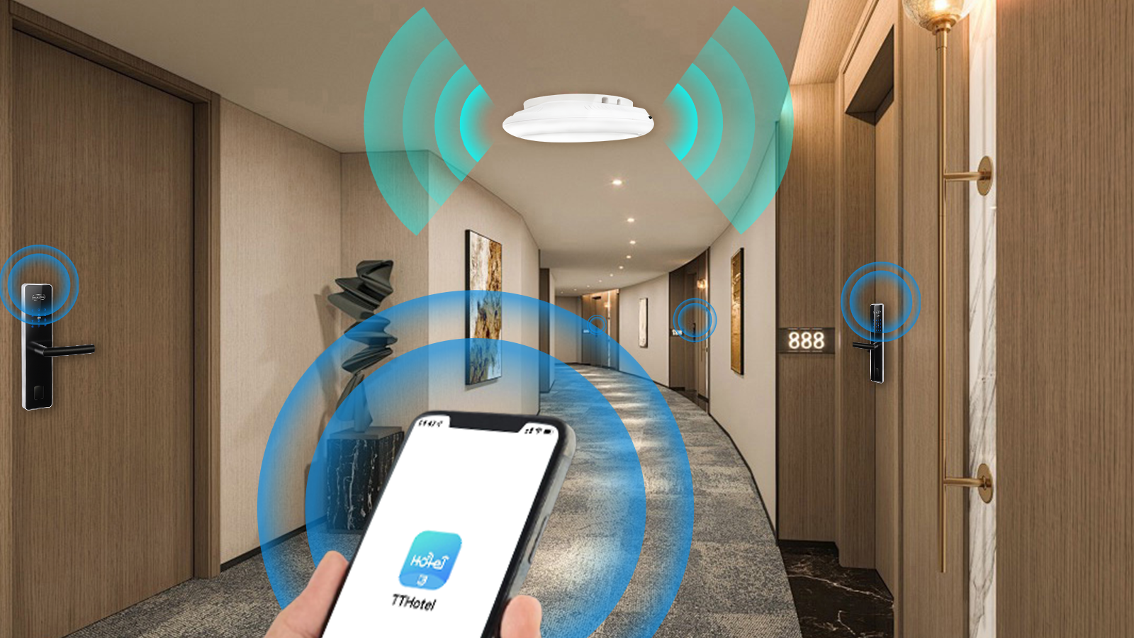 TTLock-compatible TTHotel lock system with hotel locks, gateway and mobile management