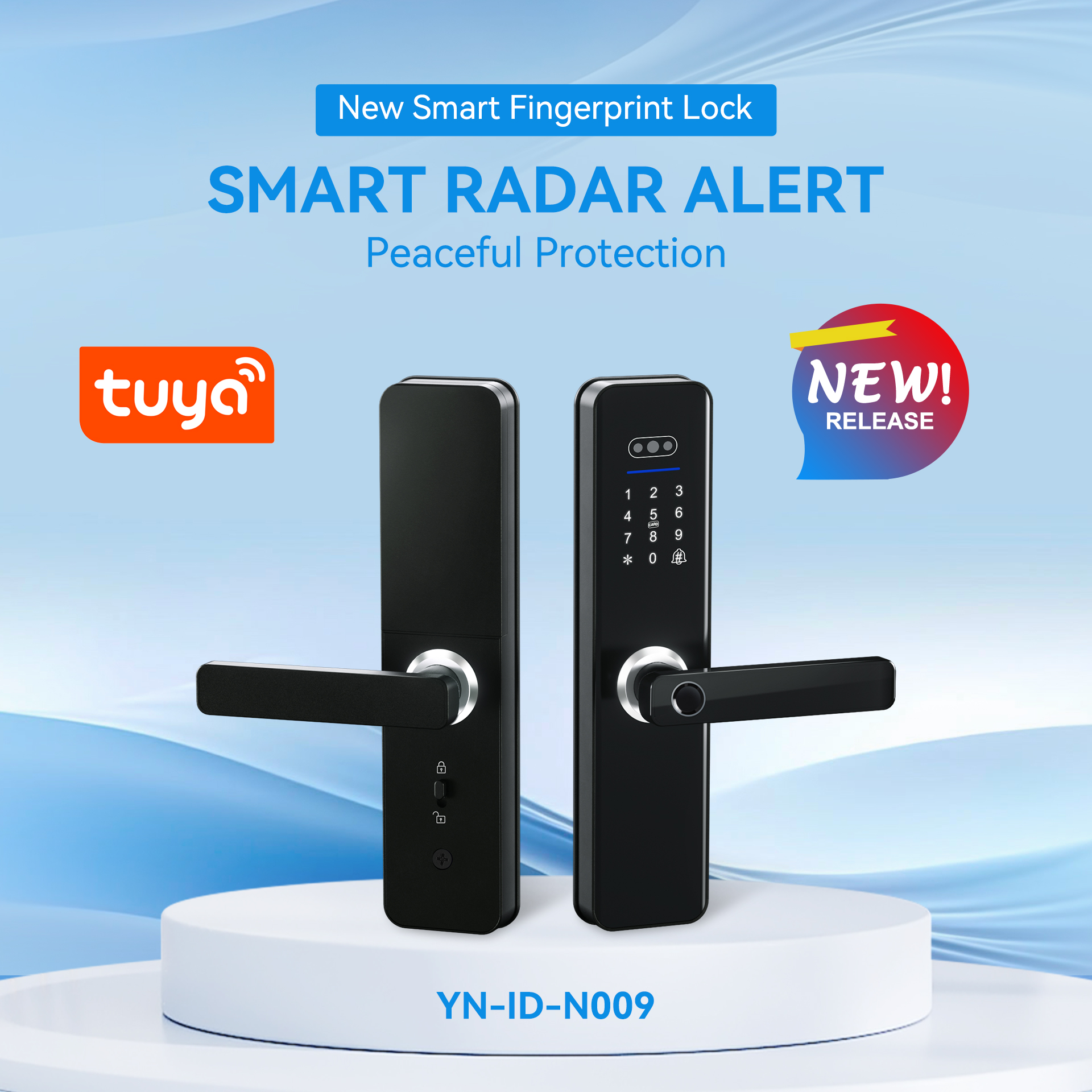 YN-ID-N009 Tuya video smart door lock front and rear panels