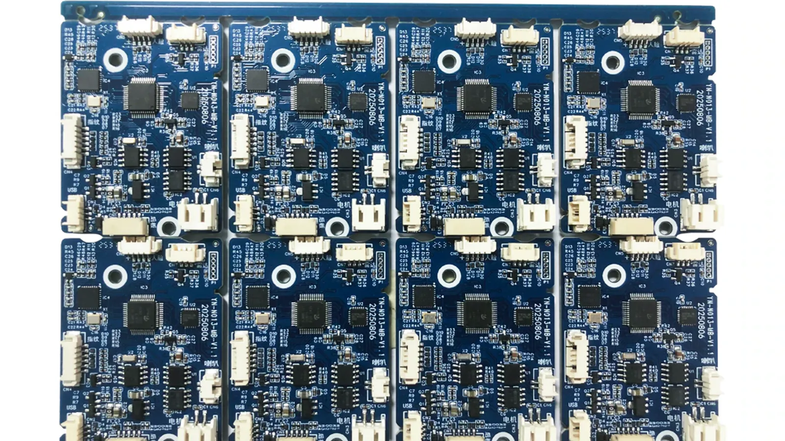 YOUNUO IET blue smart lock controller PCBA panel with eight assembled boards