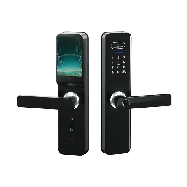 YN-ID-N010-F face-recognition smart door lock with display, front and rear panels